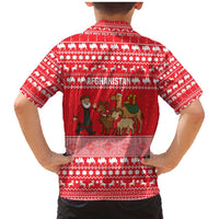 Afghanistan Christmas Family Matching Mermaid Dress and Hawaiian Shirt with Santa Camels Sheep Traditional Pattern and Festive Design - Wonder Print Shop