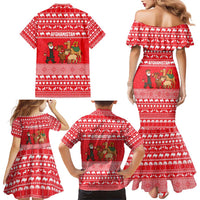 Afghanistan Christmas Family Matching Mermaid Dress and Hawaiian Shirt with Santa Camels Sheep Traditional Pattern and Festive Design - Wonder Print Shop