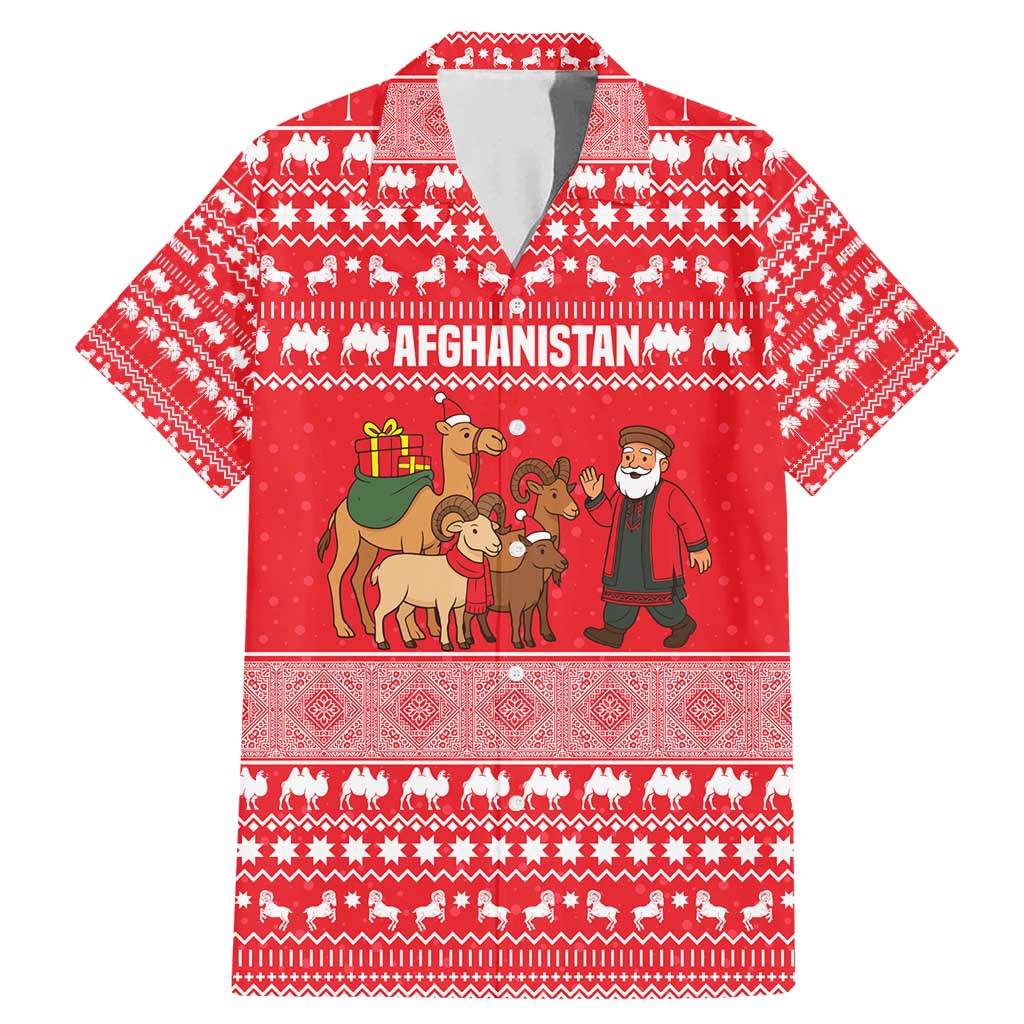Afghanistan Christmas Family Matching Mermaid Dress and Hawaiian Shirt with Santa Camels Sheep Traditional Pattern and Festive Design - Wonder Print Shop