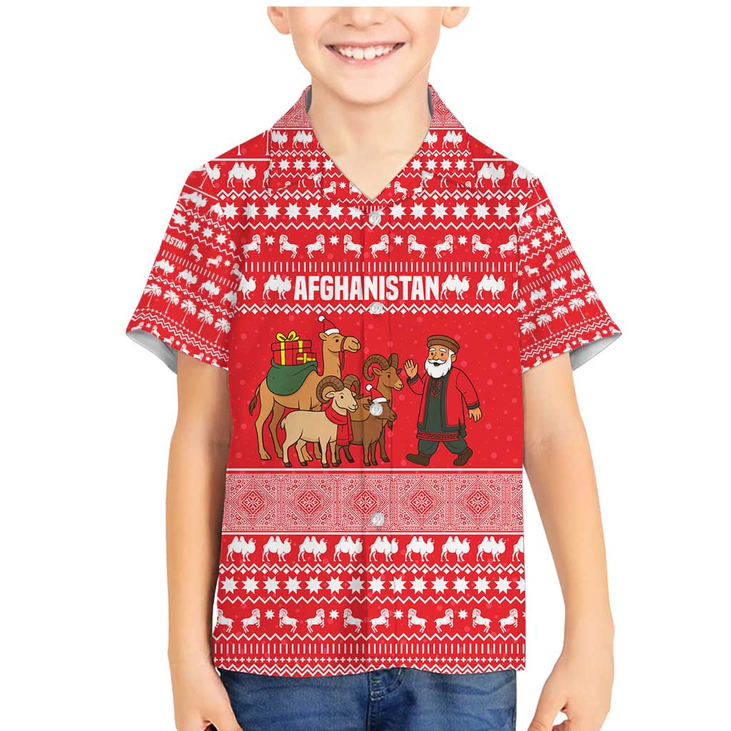 Afghanistan Christmas Family Matching Mermaid Dress and Hawaiian Shirt with Santa Camels Sheep Traditional Pattern and Festive Design - Wonder Print Shop