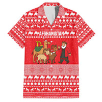 Afghanistan Christmas Family Matching Off The Shoulder Long Sleeve Dress and Hawaiian Shirt with Santa Camels Sheep Traditional Pattern and Festive Design - Wonder Print Shop