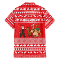 Afghanistan Christmas Family Matching Off The Shoulder Long Sleeve Dress and Hawaiian Shirt with Santa Camels Sheep Traditional Pattern and Festive Design - Wonder Print Shop