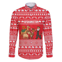 Afghanistan Christmas Family Matching Off The Shoulder Long Sleeve Dress and Hawaiian Shirt with Santa Camels Sheep Traditional Pattern and Festive Design - Wonder Print Shop