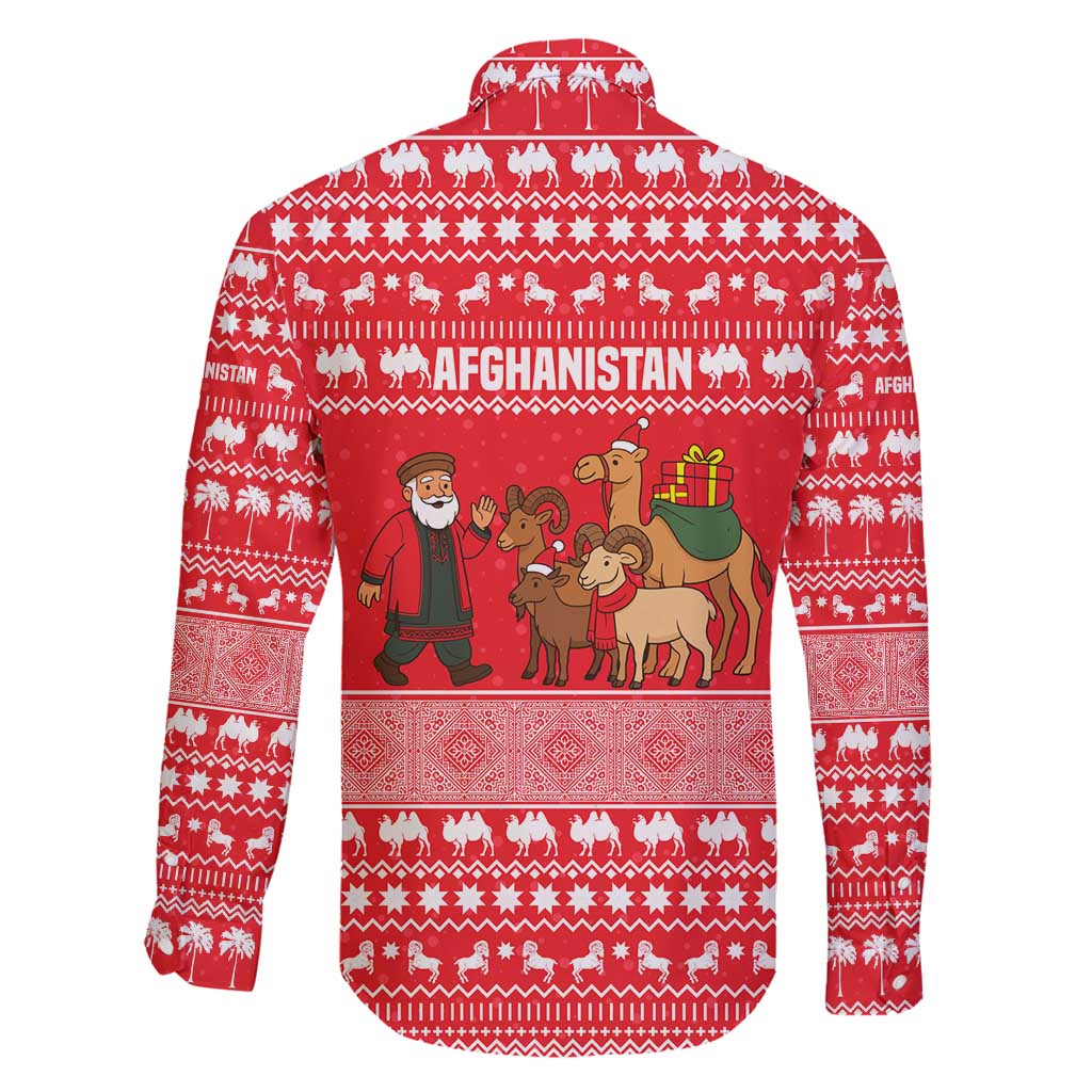 Afghanistan Christmas Family Matching Off Shoulder Maxi Dress and Hawaiian Shirt with Santa Camels Sheep Traditional Pattern and Festive Design - Wonder Print Shop