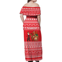 Afghanistan Christmas Family Matching Off Shoulder Maxi Dress and Hawaiian Shirt with Santa Camels Sheep Traditional Pattern and Festive Design - Wonder Print Shop