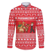Afghanistan Christmas Family Matching Off Shoulder Short Dress and Hawaiian Shirt with Santa Camels Sheep Traditional Pattern and Festive Design - Wonder Print Shop