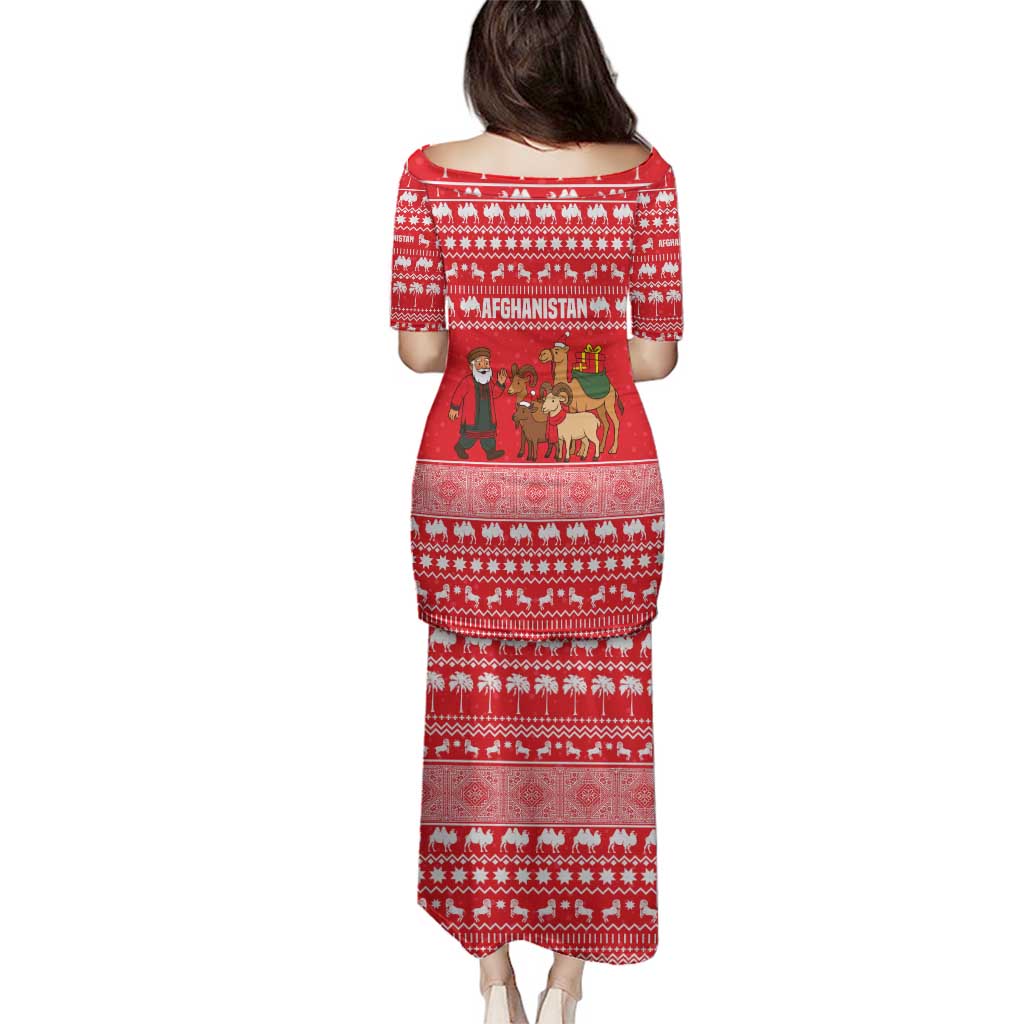 Afghanistan Christmas Family Matching Puletasi and Hawaiian Shirt with Santa Camels Sheep Traditional Pattern and Festive Design - Wonder Print Shop