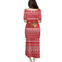 Afghanistan Christmas Family Matching Puletasi and Hawaiian Shirt with Santa Camels Sheep Traditional Pattern and Festive Design - Wonder Print Shop