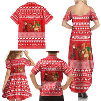 Afghanistan Christmas Family Matching Summer Maxi Dress and Hawaiian Shirt with Santa Camels Sheep Traditional Pattern and Festive Design - Wonder Print Shop