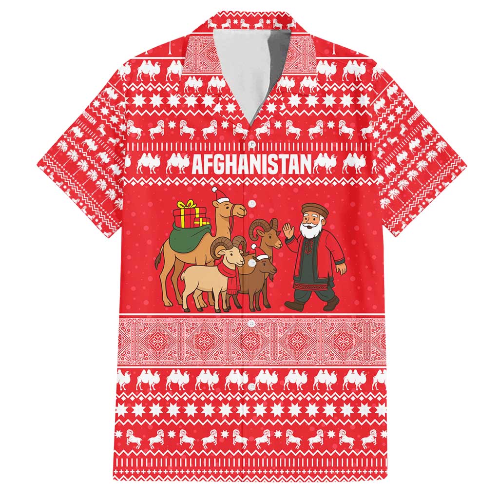 Afghanistan Christmas Family Matching Summer Maxi Dress and Hawaiian Shirt with Santa Camels Sheep Traditional Pattern and Festive Design - Wonder Print Shop