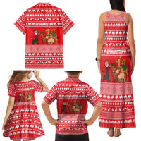 Afghanistan Christmas Family Matching Tank Maxi Dress and Hawaiian Shirt with Santa Camels Sheep Traditional Pattern and Festive Design - Wonder Print Shop