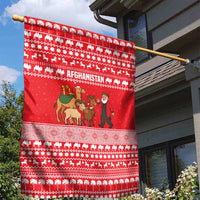 Afghanistan Christmas Garden Flag with Santa Camels Sheep Traditional Pattern and Festive Design - Wonder Print Shop