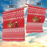 Afghanistan Christmas Garden Flag with Santa Camels Sheep Traditional Pattern and Festive Design - Wonder Print Shop