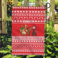 Afghanistan Christmas Garden Flag with Santa Camels Sheep Traditional Pattern and Festive Design - Wonder Print Shop
