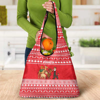 Afghanistan Christmas Grocery Bag with Santa Camels Sheep Traditional Pattern and Festive Design - Wonder Print Shop