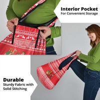 Afghanistan Christmas Grocery Bag with Santa Camels Sheep Traditional Pattern and Festive Design - Wonder Print Shop