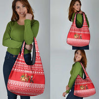 Afghanistan Christmas Grocery Bag with Santa Camels Sheep Traditional Pattern and Festive Design - Wonder Print Shop