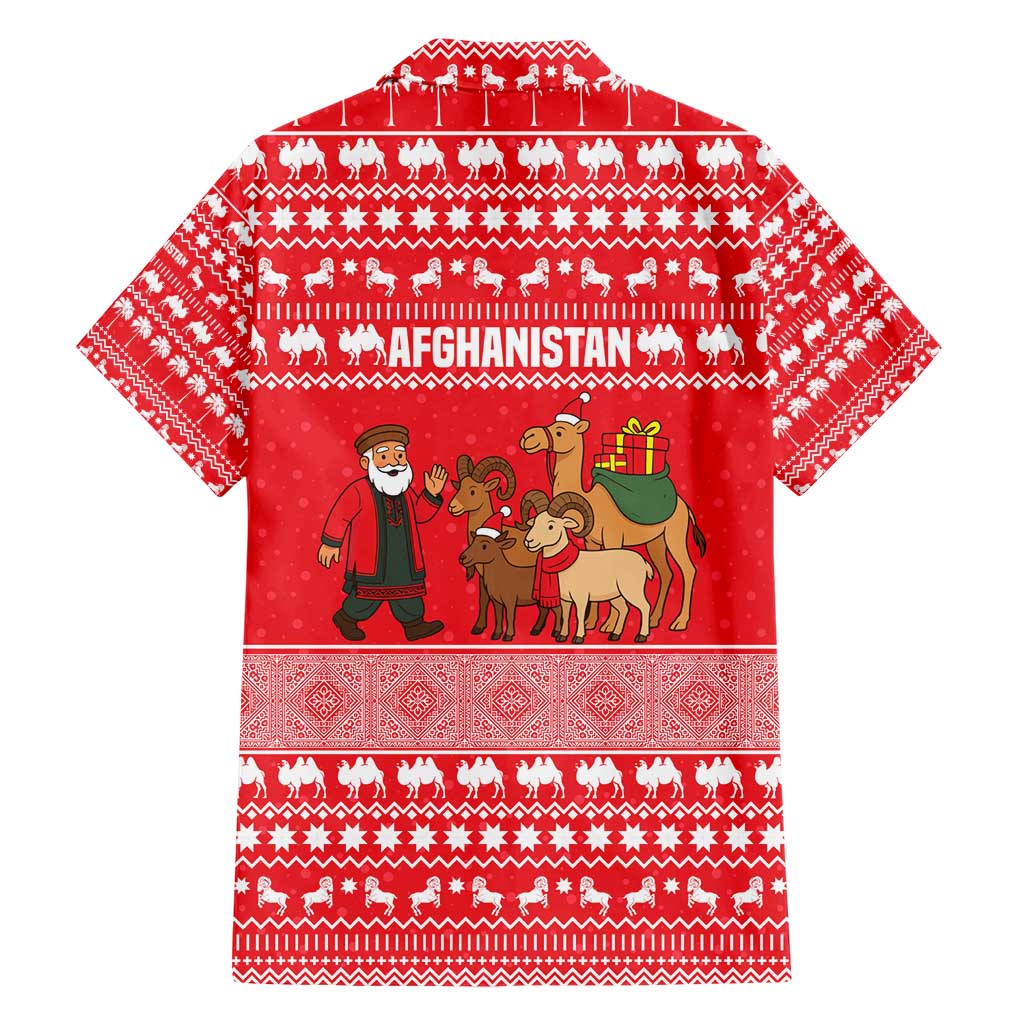Afghanistan Christmas Hawaiian Shirt with Santa Camels Sheep Traditional Pattern and Festive Design - Wonder Print Shop