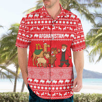 Afghanistan Christmas Hawaiian Shirt with Santa Camels Sheep Traditional Pattern and Festive Design - Wonder Print Shop
