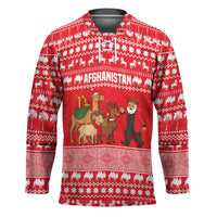 Afghanistan Christmas Hockey Jersey with Santa Camels Sheep Traditional Pattern and Festive Design - Wonder Print Shop