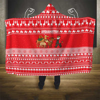 Afghanistan Christmas Hooded Blanket with Santa Camels Sheep Traditional Pattern and Festive Design - Wonder Print Shop