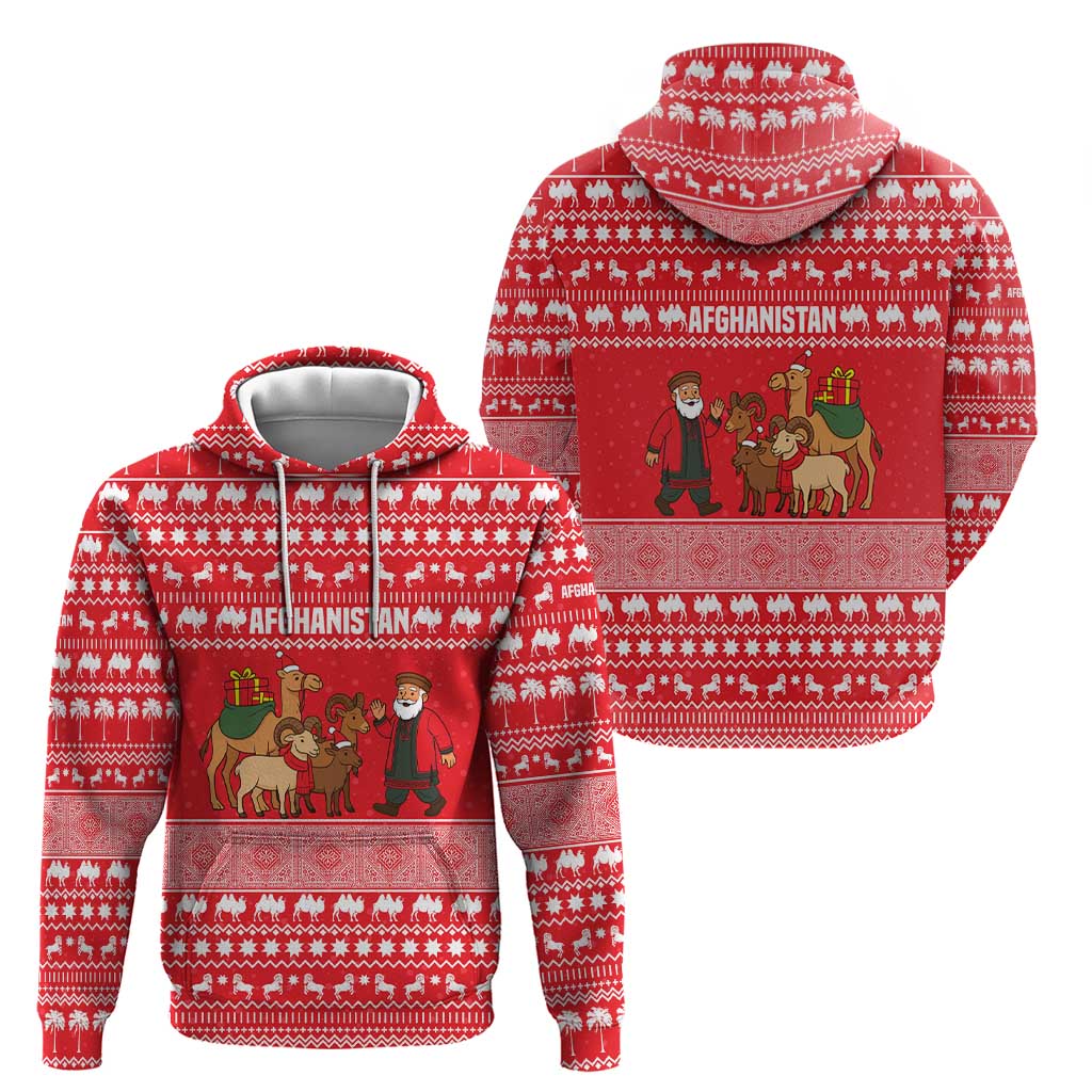 Afghanistan Christmas Hoodie with Santa Camels Sheep Traditional Pattern and Festive Design - Wonder Print Shop