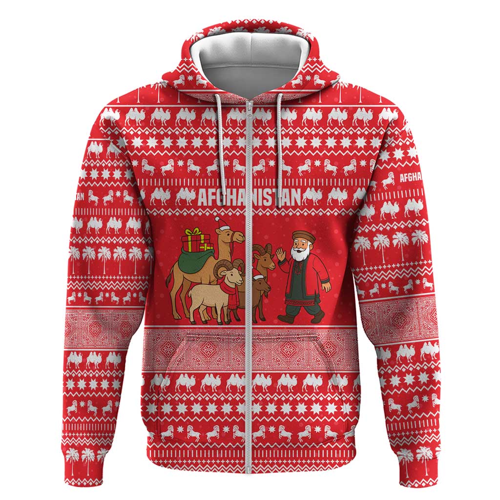 Afghanistan Christmas Hoodie with Santa Camels Sheep Traditional Pattern and Festive Design - Wonder Print Shop