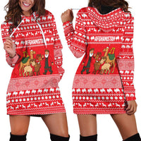 Afghanistan Christmas Hoodie Dress with Santa Camels Sheep Traditional Pattern and Festive Design - Wonder Print Shop