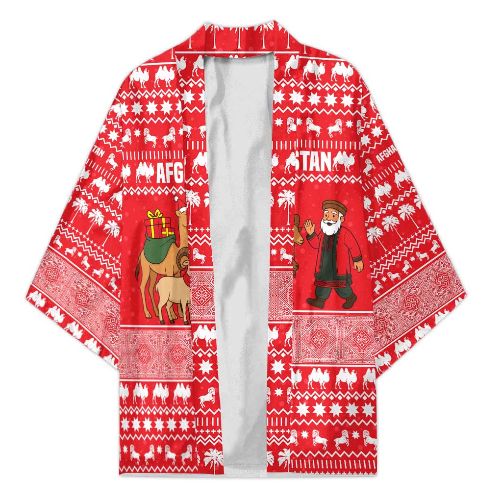 Afghanistan Christmas Kimono with Santa Camels Sheep Traditional Pattern and Festive Design - Wonder Print Shop