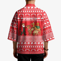 Afghanistan Christmas Kimono with Santa Camels Sheep Traditional Pattern and Festive Design - Wonder Print Shop