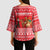 Afghanistan Christmas Kimono Sleeve Blouse with Santa Camels Sheep Traditional Pattern and Festive Design - Wonder Print Shop