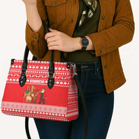 Afghanistan Christmas Leather Bag with Santa Camels Sheep Traditional Pattern and Festive Design - Wonder Print Shop