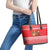 Afghanistan Christmas Leather Tote Bag with Santa Camels Sheep Traditional Pattern and Festive Design - Wonder Print Shop