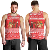 Afghanistan Christmas Men Tank Top with Santa Camels Sheep Traditional Pattern and Festive Design - Wonder Print Shop