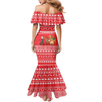 Afghanistan Christmas Mermaid Dress with Santa Camels Sheep Traditional Pattern and Festive Design - Wonder Print Shop