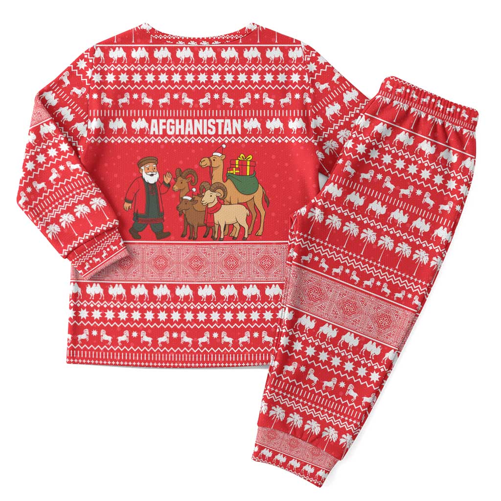 Afghanistan Christmas Pajama Set with Santa Camels Sheep Traditional Pattern and Festive Design - Wonder Print Shop
