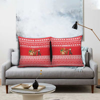 Afghanistan Christmas Pillow Cover with Santa Camels Sheep Traditional Pattern and Festive Design - Wonder Print Shop