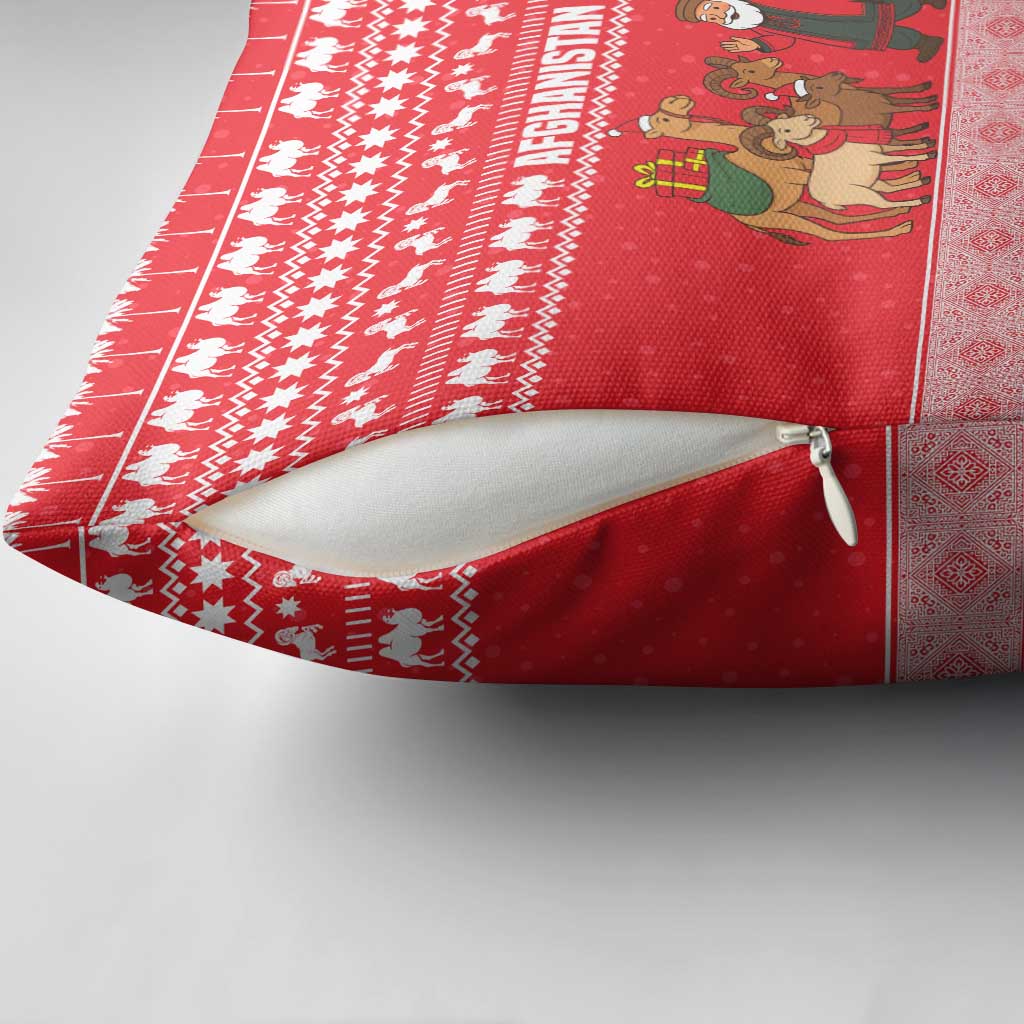 Afghanistan Christmas Pillow Cover with Santa Camels Sheep Traditional Pattern and Festive Design - Wonder Print Shop