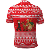 Afghanistan Christmas Polo Shirt with Santa Camels Sheep Traditional Pattern and Festive Design - Wonder Print Shop