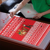Afghanistan Christmas Puzzle with Santa Camels Sheep Traditional Pattern and Festive Design - Wonder Print Shop