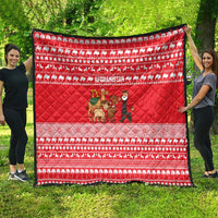 Afghanistan Christmas Quilt with Santa Camels Sheep Traditional Pattern and Festive Design - Wonder Print Shop