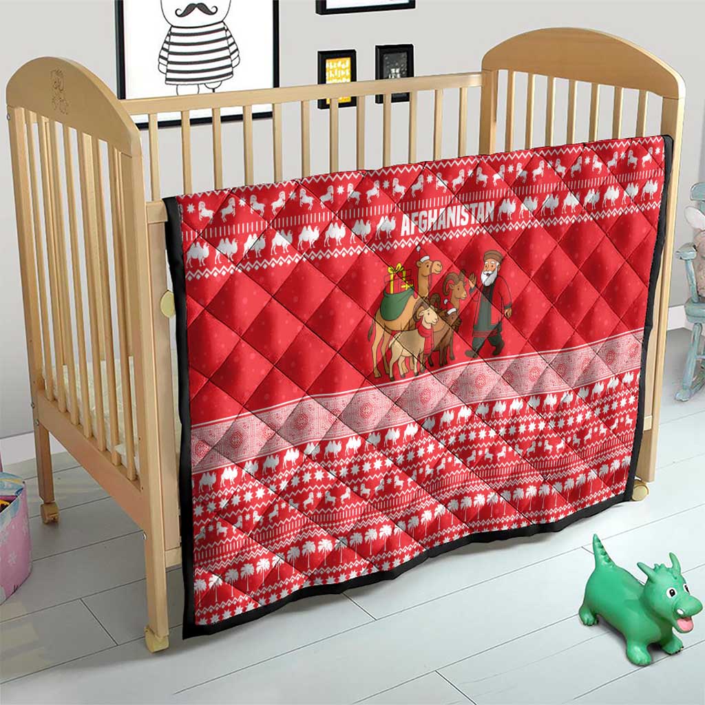Afghanistan Christmas Quilt with Santa Camels Sheep Traditional Pattern and Festive Design - Wonder Print Shop