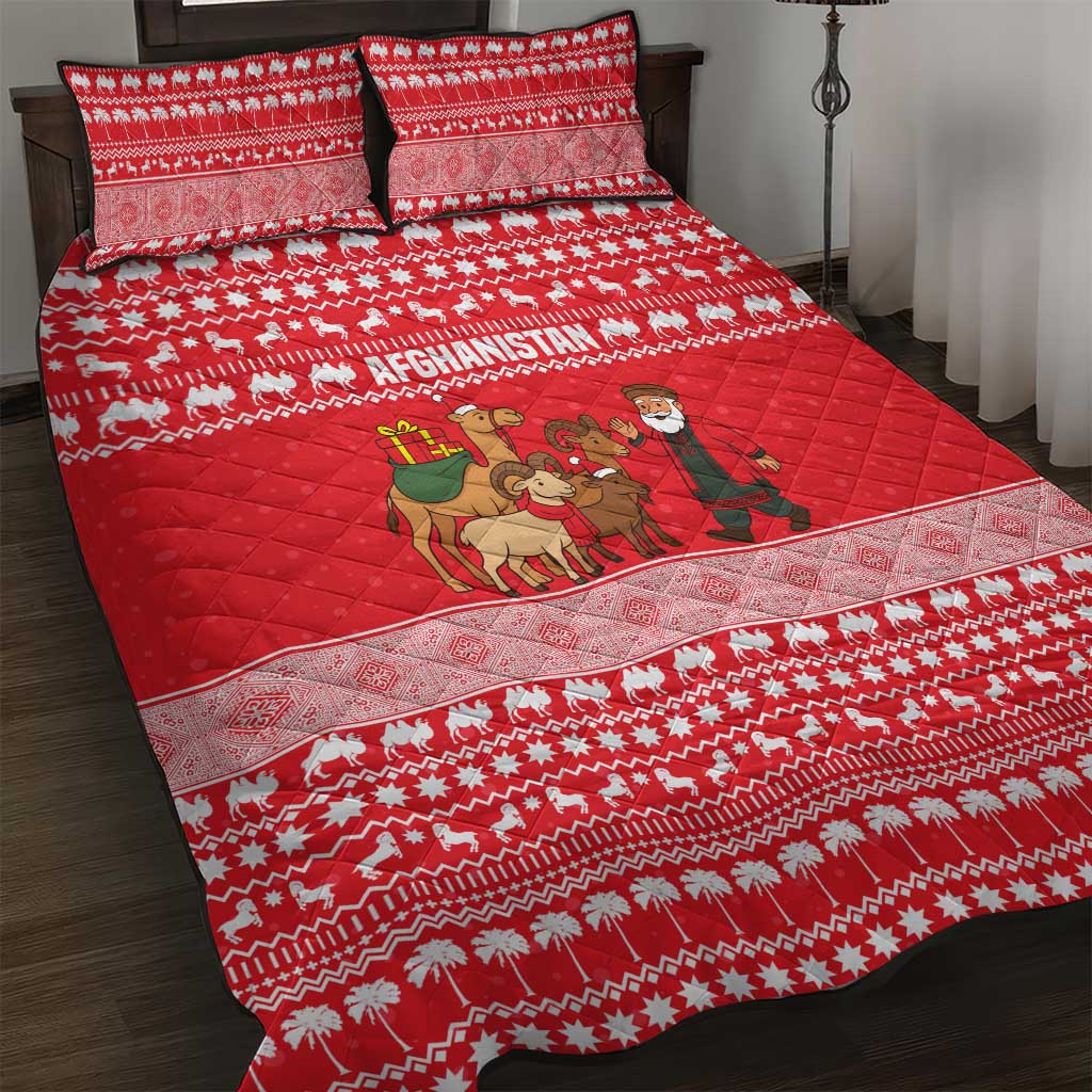 Afghanistan Christmas Quilt Bed Set with Santa Camels Sheep Traditional Pattern and Festive Design - Wonder Print Shop