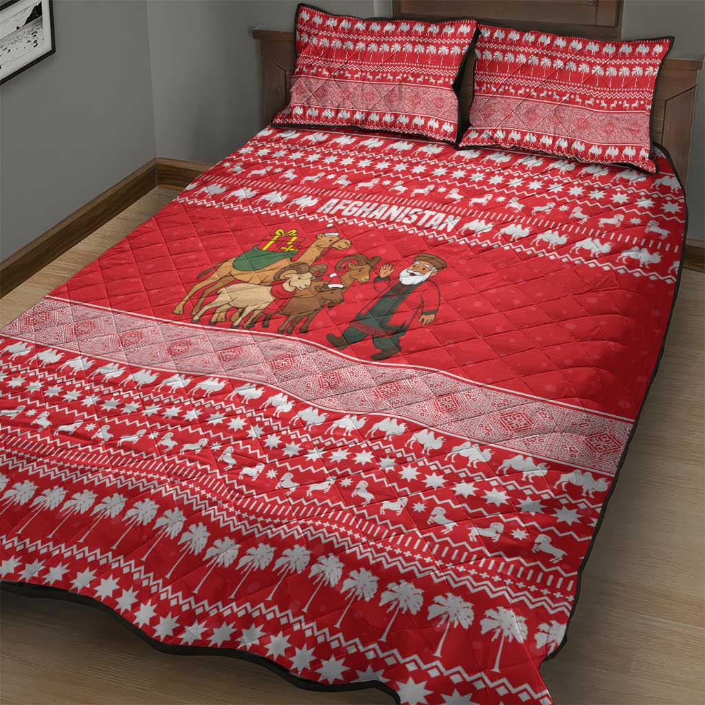 Afghanistan Christmas Quilt Bed Set with Santa Camels Sheep Traditional Pattern and Festive Design - Wonder Print Shop