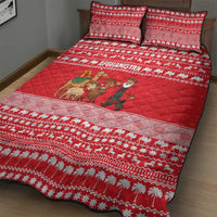 Afghanistan Christmas Quilt Bed Set with Santa Camels Sheep Traditional Pattern and Festive Design - Wonder Print Shop