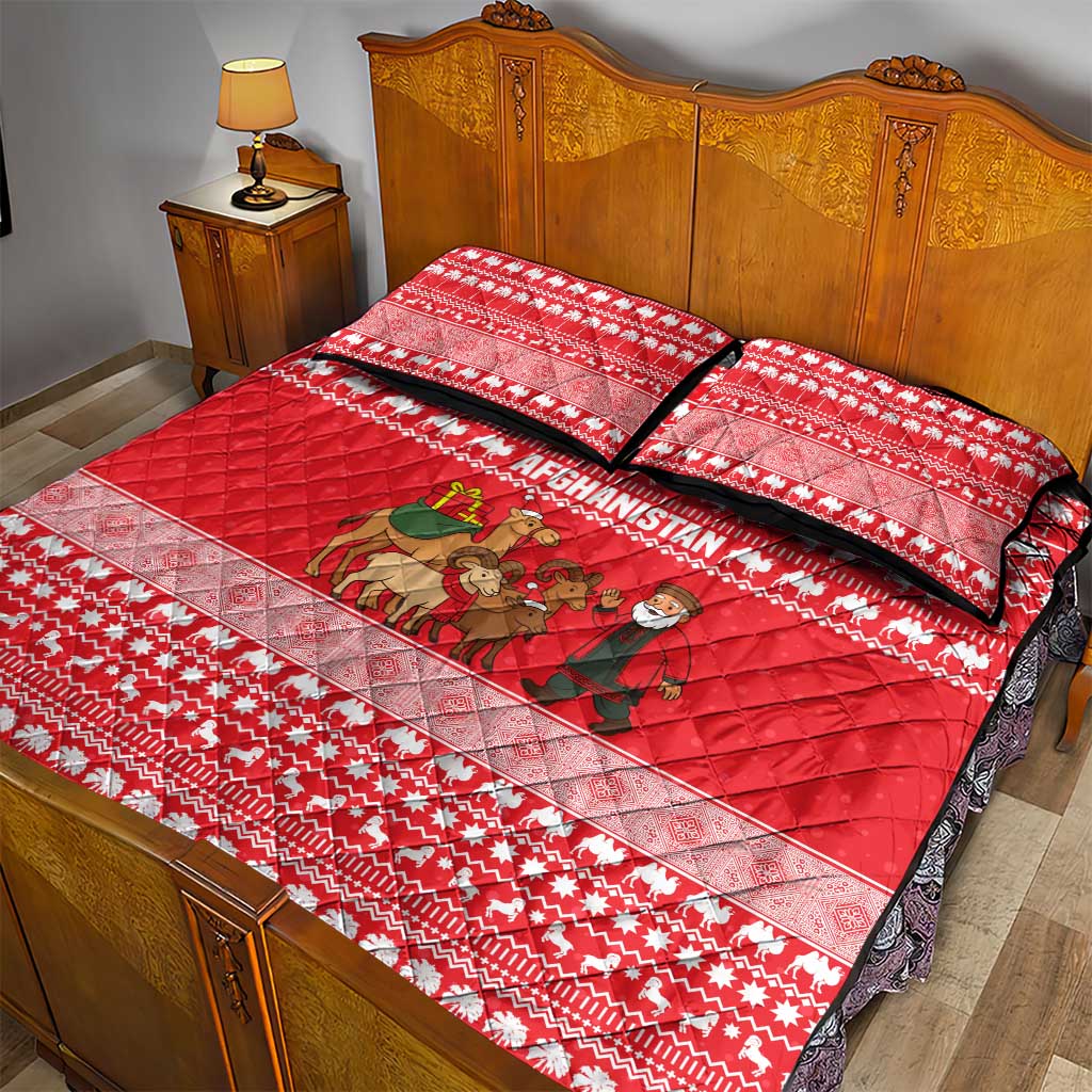 Afghanistan Christmas Quilt Bed Set with Santa Camels Sheep Traditional Pattern and Festive Design - Wonder Print Shop