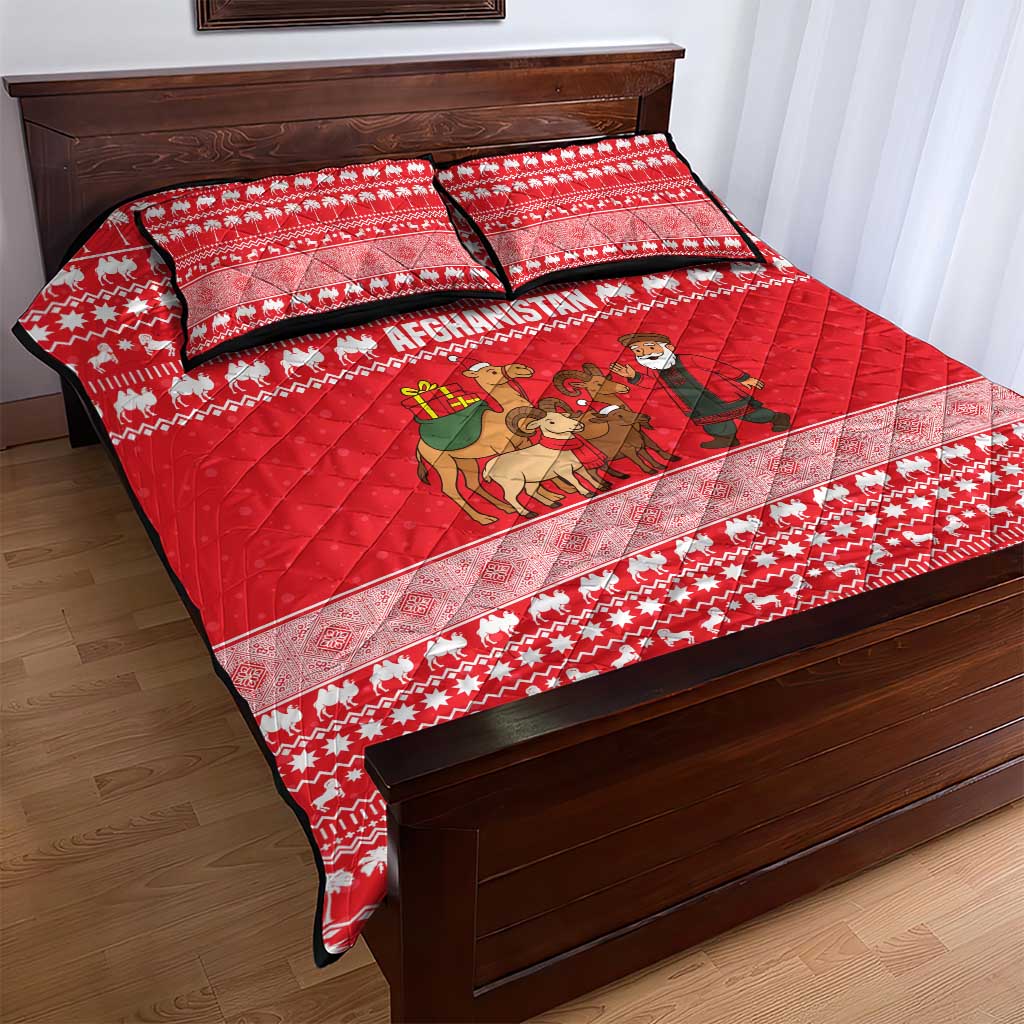 Afghanistan Christmas Quilt Bed Set with Santa Camels Sheep Traditional Pattern and Festive Design - Wonder Print Shop