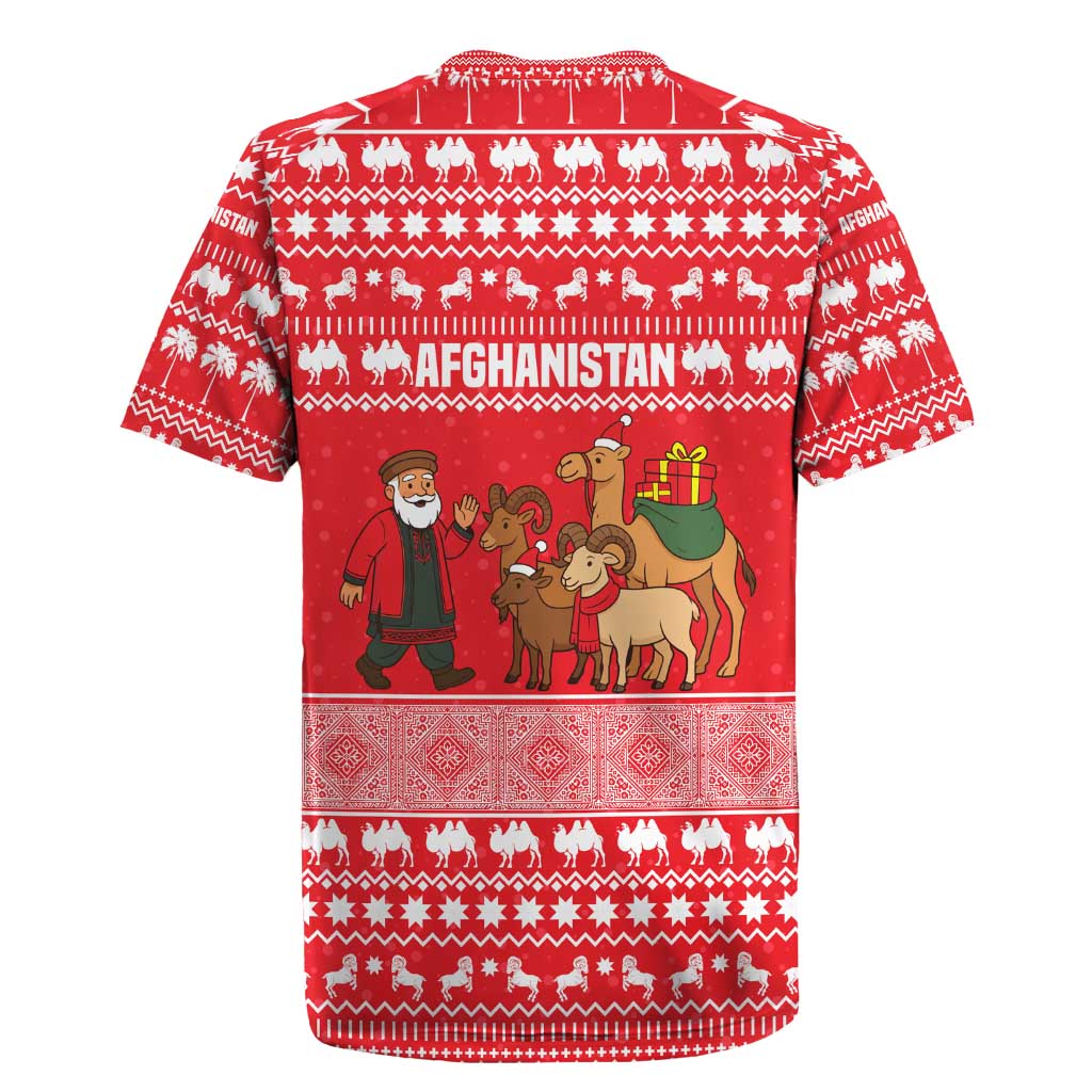 Afghanistan Christmas Rugby Jersey with Santa Camels Sheep Traditional Pattern and Festive Design - Wonder Print Shop