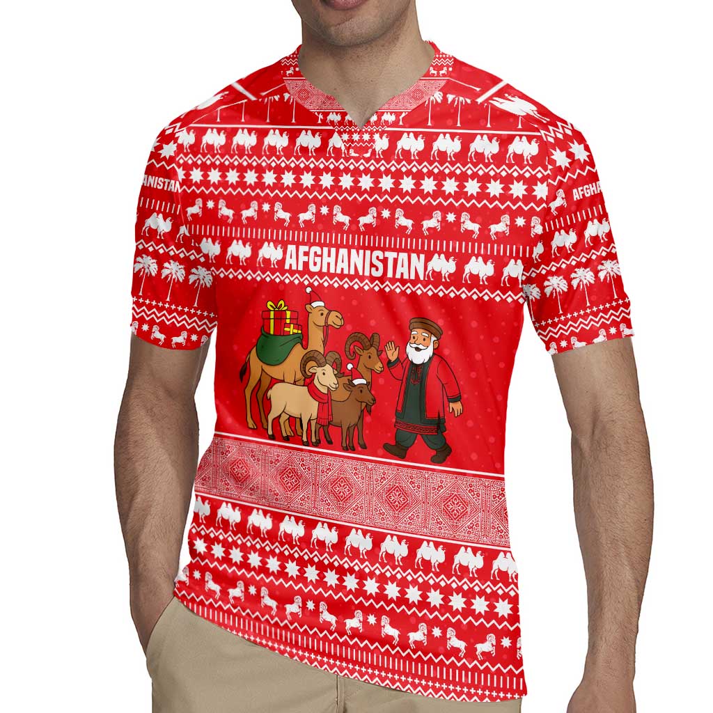 Afghanistan Christmas Rugby Jersey with Santa Camels Sheep Traditional Pattern and Festive Design - Wonder Print Shop