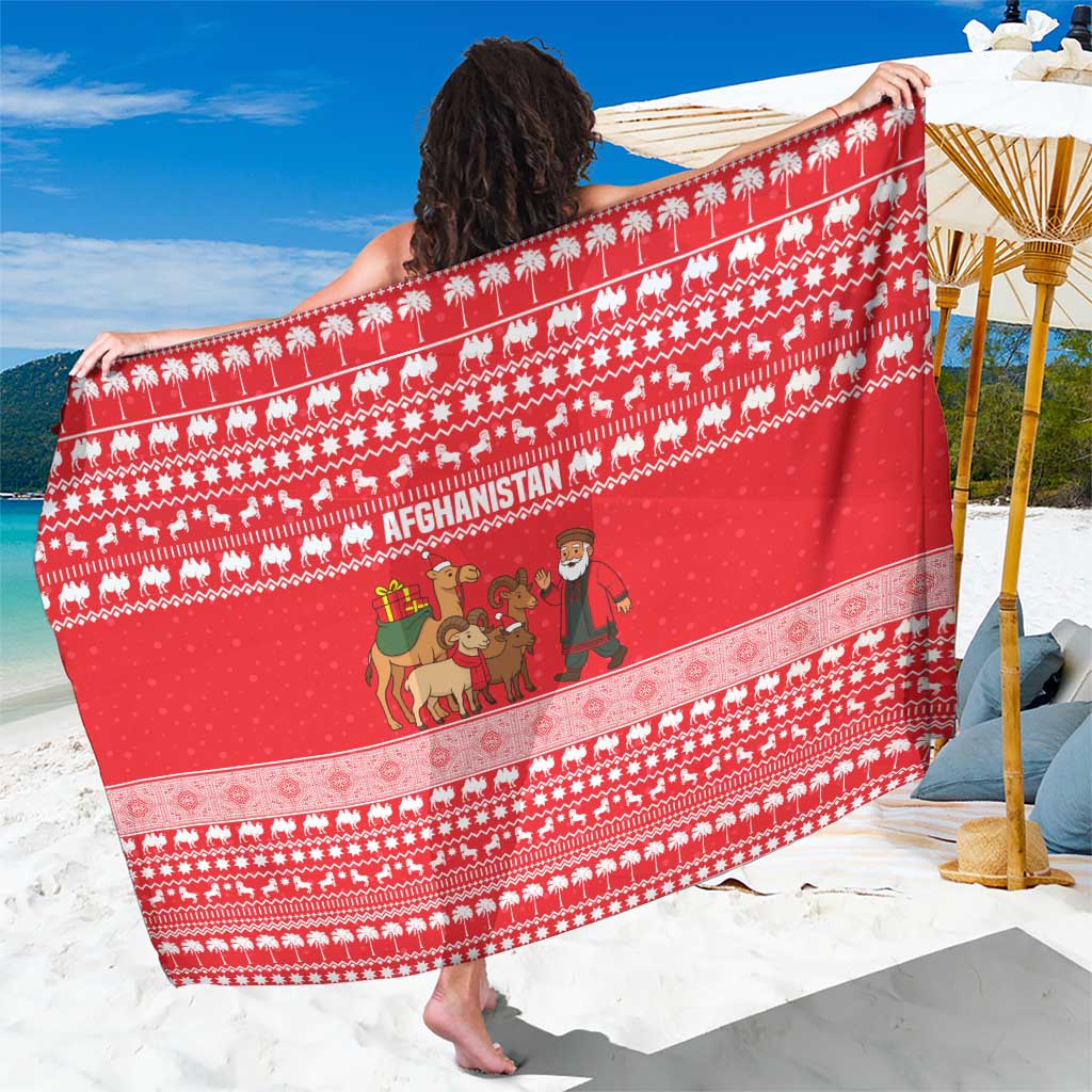 Afghanistan Christmas Sarong with Santa Camels Sheep Traditional Pattern and Festive Design - Wonder Print Shop
